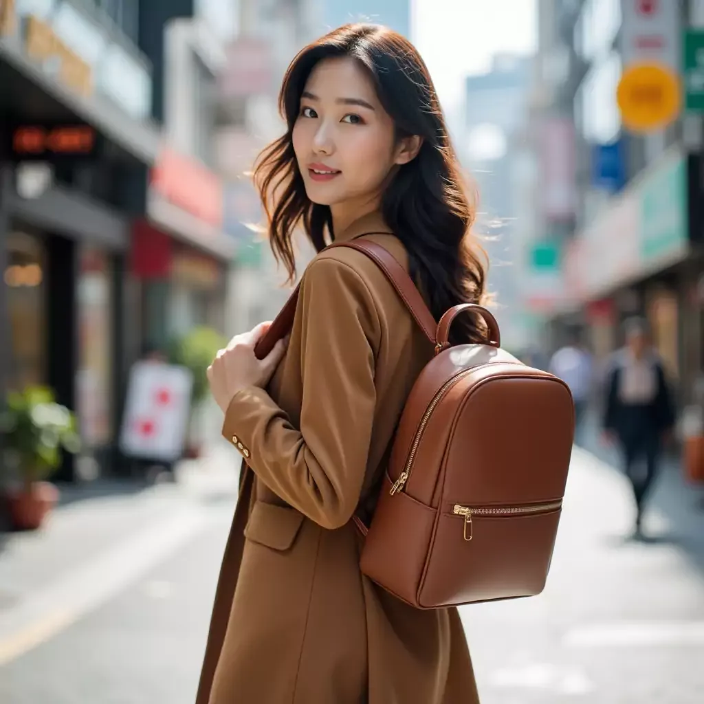 tas ransel wanita coklat